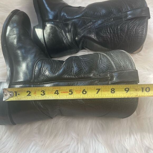 Vintage Justin Classic Black Roper USA Style 3133 Cowboy Boots Mens Size 8 - Picture 13 of 15